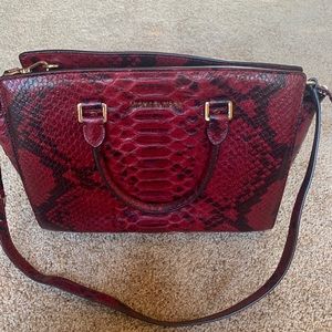 Michael Kors Python Satchel/crossbody handbag in red/black print.